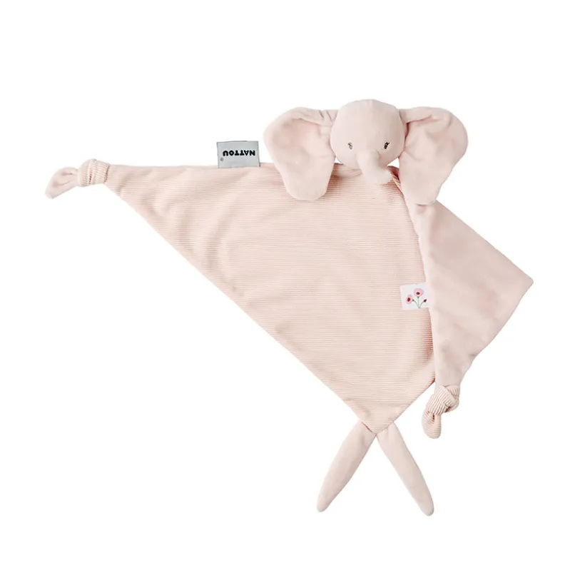 Knuffeldoekje maxi olifant - Fanfan ribfluweel- Roze - 60x40 cm