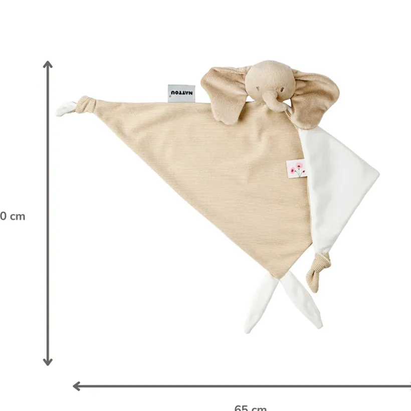 Knuffeldoekje maxi - olifant - ribfluweel - Zand - 60x40 cm