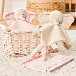 Knuffeldoekje olifant - Fanfan- ribfluweel - Roze - 27x27 cm
