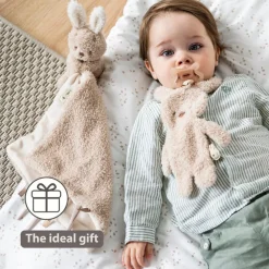Knuffel fopspeenhouder Konijn Teddy bouclette Beige