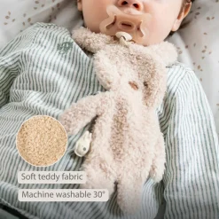 Knuffel fopspeenhouder Konijn Teddy bouclette Beige