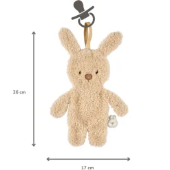 Knuffel fopspeenhouder Konijn Teddy bouclette Beige