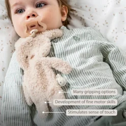 Knuffel fopspeenhouder Konijn Teddy bouclette Beige