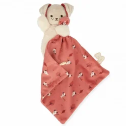 Knuffel Hondje met een knuffelvierkantje Baksteen kleur