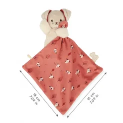 Knuffel Hondje met een knuffelvierkantje Baksteen kleur