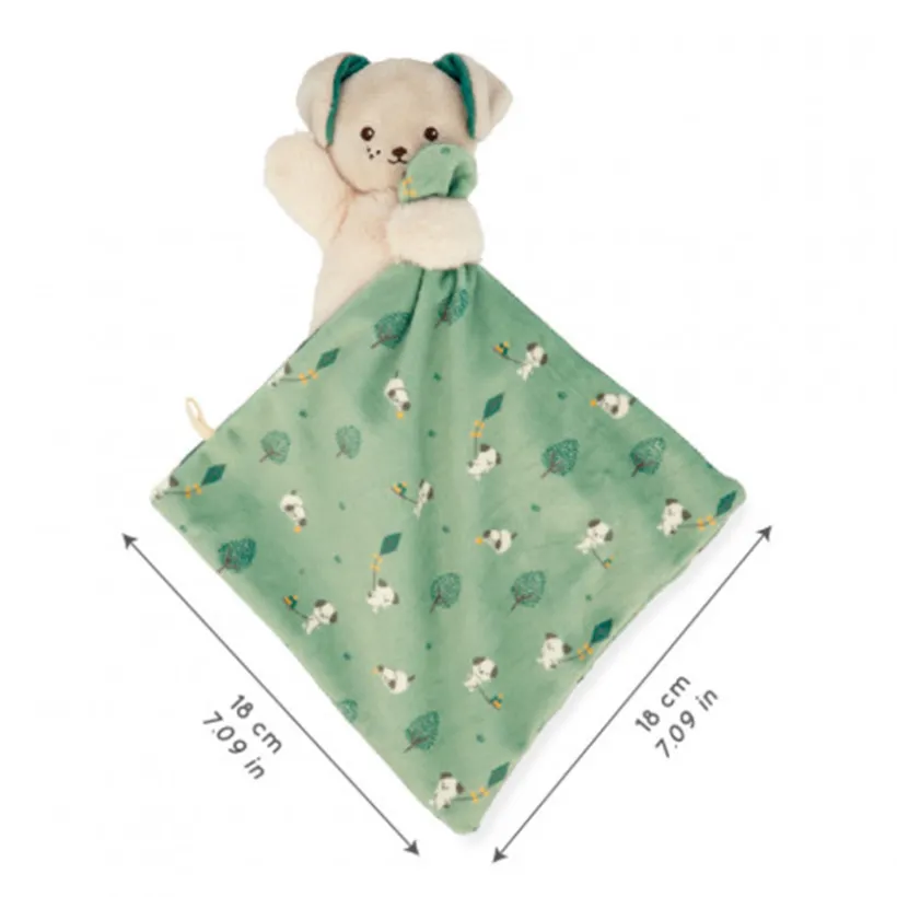 Knuffel Hondje met een knuffelvierkantje Groen