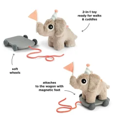 Knuffel 2-in-1 trekspeeltje Elphee Zand