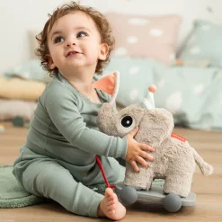 Knuffel 2-in-1 trekspeeltje Elphee Zand