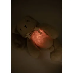 Knuffel konijn met witte ruis , melodie en nachtlampje Warm Grey