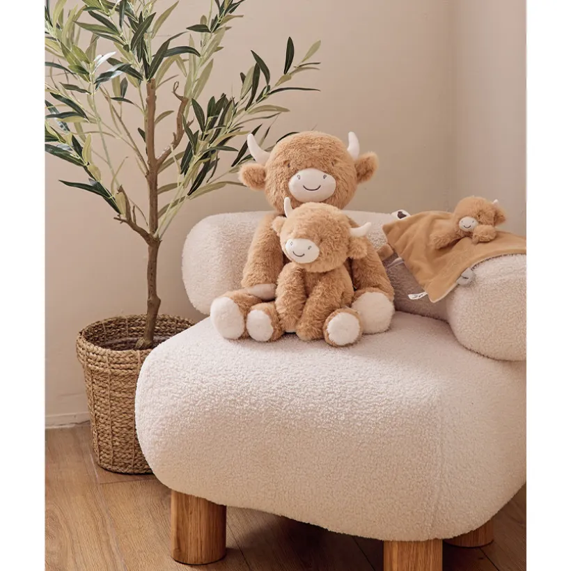 Knuffel Medium 40cm Koe Fluffy Beige