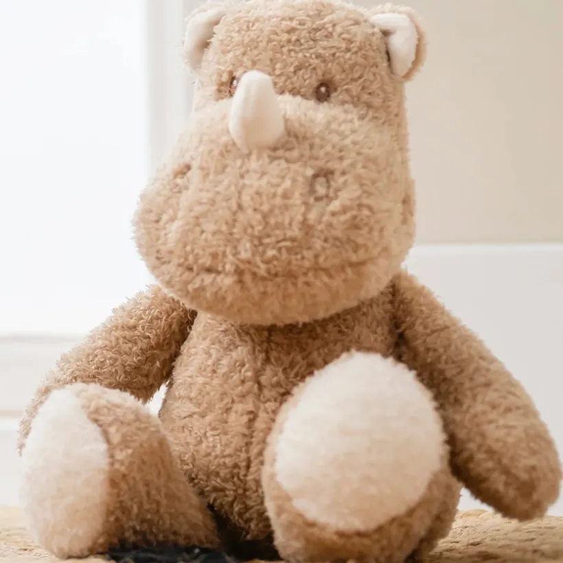 Knuffel - Neushoorn Teddy - Karamel - 30 cm