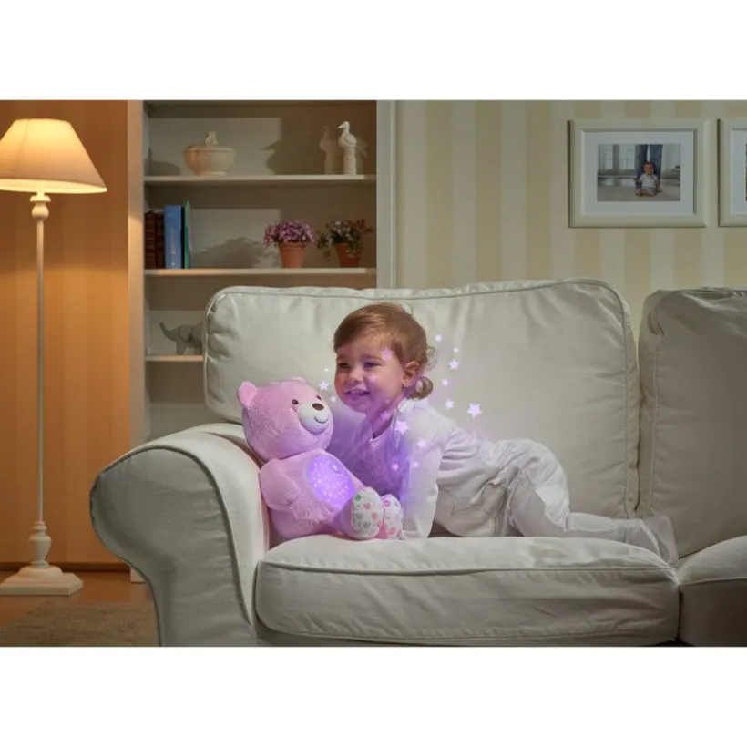 Knuffel projector First Dreams Baby Bear - Roze