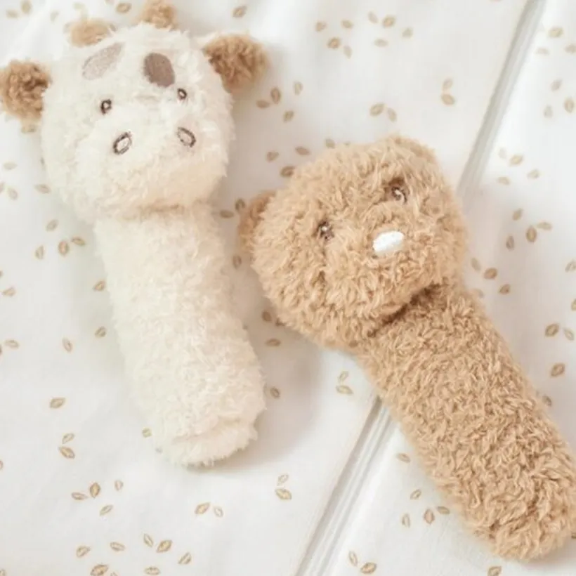 Knuffelrammelaar - Giraf teddy - Wit