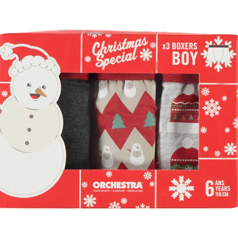 Koffer met 3 boxershorts met kerstmotieven jongens