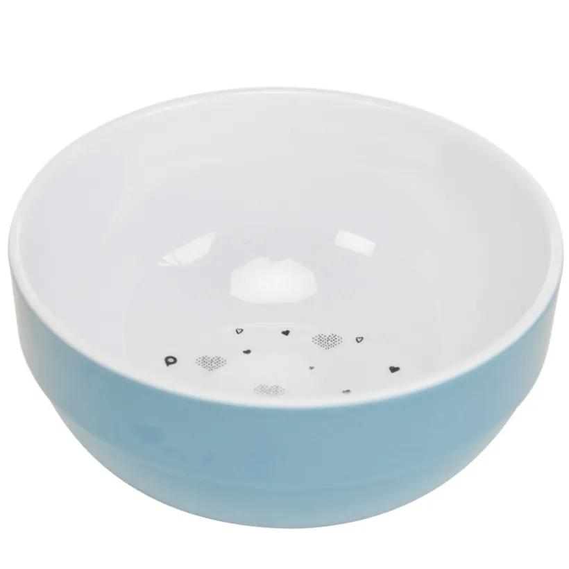 Komkommer in blauwe hartjesmelamine.