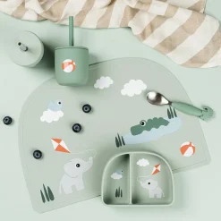 Kom met vakjes en zuignap Playground Groen