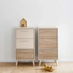 Kommode Buddy met 3 lades kasjmier beige/Groovy Eikenhout