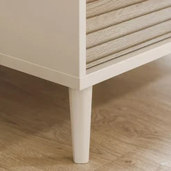 Kommode met 3 lades 95 x 93 x 57 cm kasjmier Beige/Groovy eikenhout