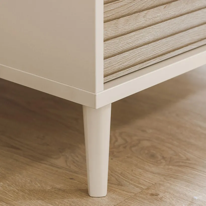 Kommode met 3 lades 95 x 93 x 57 cm kasjmier Beige/Groovy eikenhout