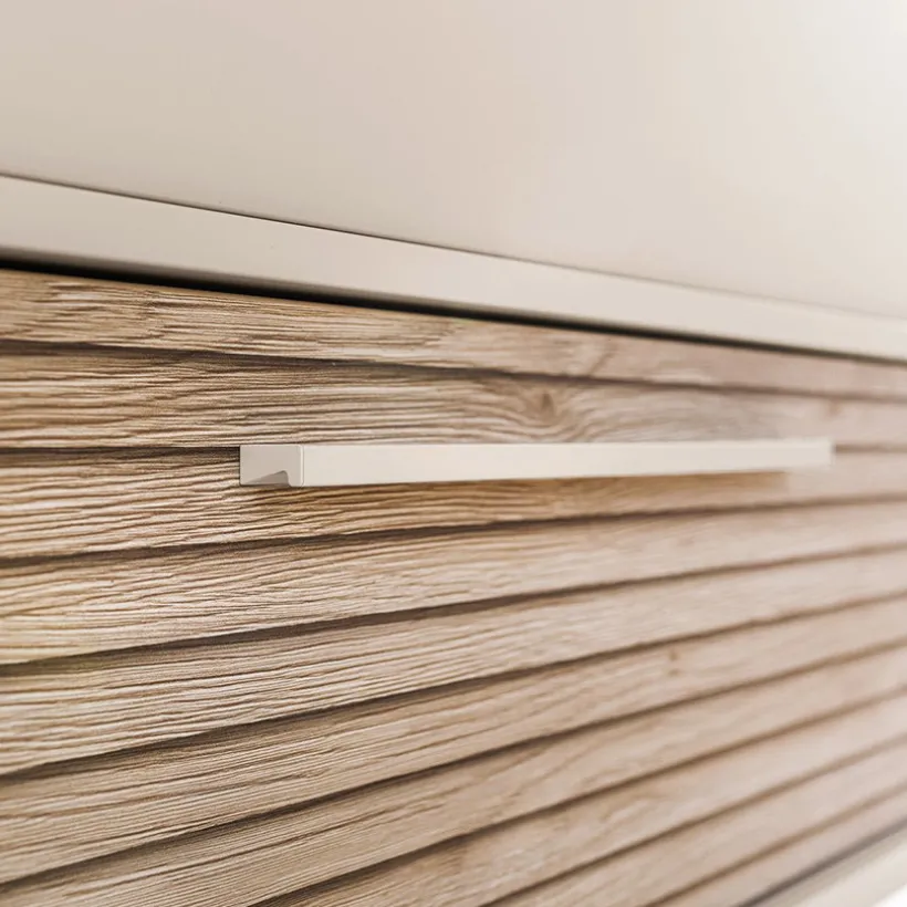 Kommode met 3 lades 95 x 93 x 57 cm kasjmier Beige/Groovy eikenhout