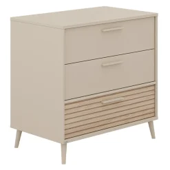 Kommode met 3 lades 95 x 93 x 57 cm kasjmier Beige/Groovy eikenhout