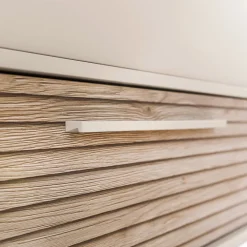 Kommode met 3 lades 123 x 93 x 57 cm kasjmier Beige/Groovy eikenhout