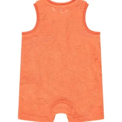 Korte badstof jumpsuit met strand effect voor babyjongens