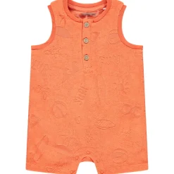 Korte badstof jumpsuit met strand effect voor babyjongens