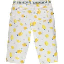 Korte broek in twill met een all-over print en koorden in de taille