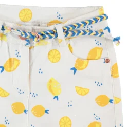 Korte broek in twill met een all-over print en koorden in de taille