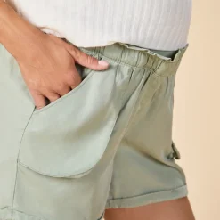 Korte broek voor zwangerschap met hoofdband en zakken