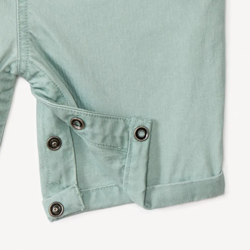 Korte canvas overall voor babyjongen