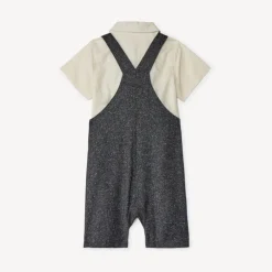 Korte 2-delige set met kerstsalopette voor babyjongen