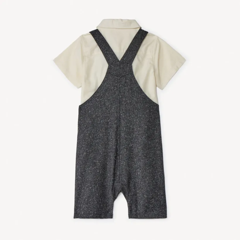 Korte 2-delige set met kerstsalopette voor babyjongen