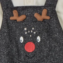 Korte 2-delige set met kerstsalopette voor babyjongen