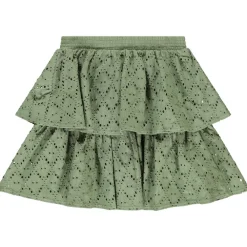 Korte effen rok met volant in jacquard voor meisjes
