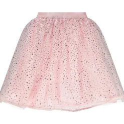 Korte effen rozenkleurige tule rok met glanzende pailletten meisjes