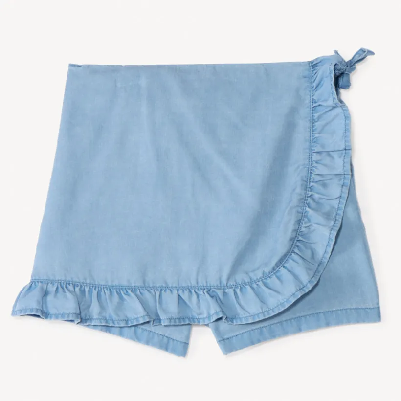 Korte effen Tencel rok met volants meisjes