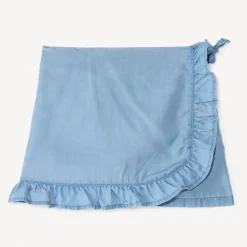 Korte effen Tencel rok met volants meisjes