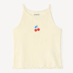 Korte gebreide tanktop met kersenborduring meisjes