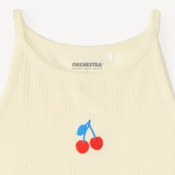 Korte gebreide tanktop met kersenborduring meisjes