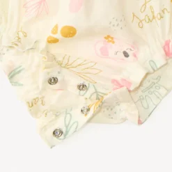 Korte geprinte combinatie koala + geknoopt haarbandje voor babymeisje