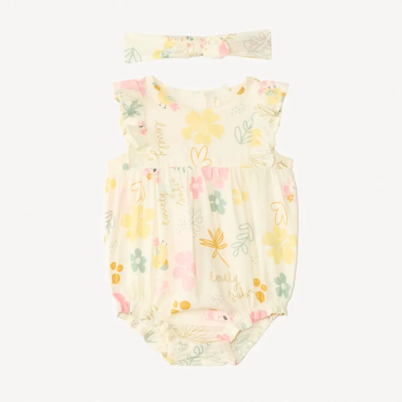 Korte geprinte combinatie koala + geknoopt haarbandje voor babymeisje