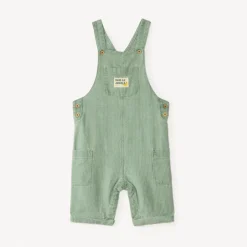 Korte gestreepte canvas tuinbroek voor babyjongen