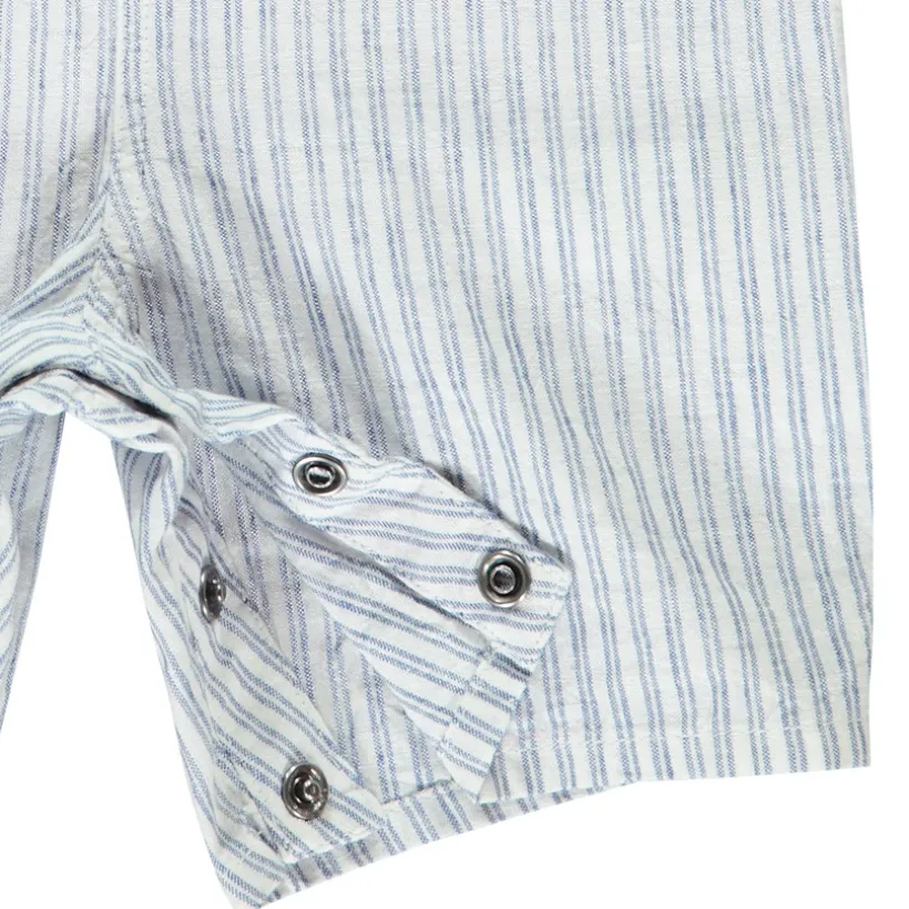 Korte gestreepte jumpsuit met kokosknopen voor baby jongen