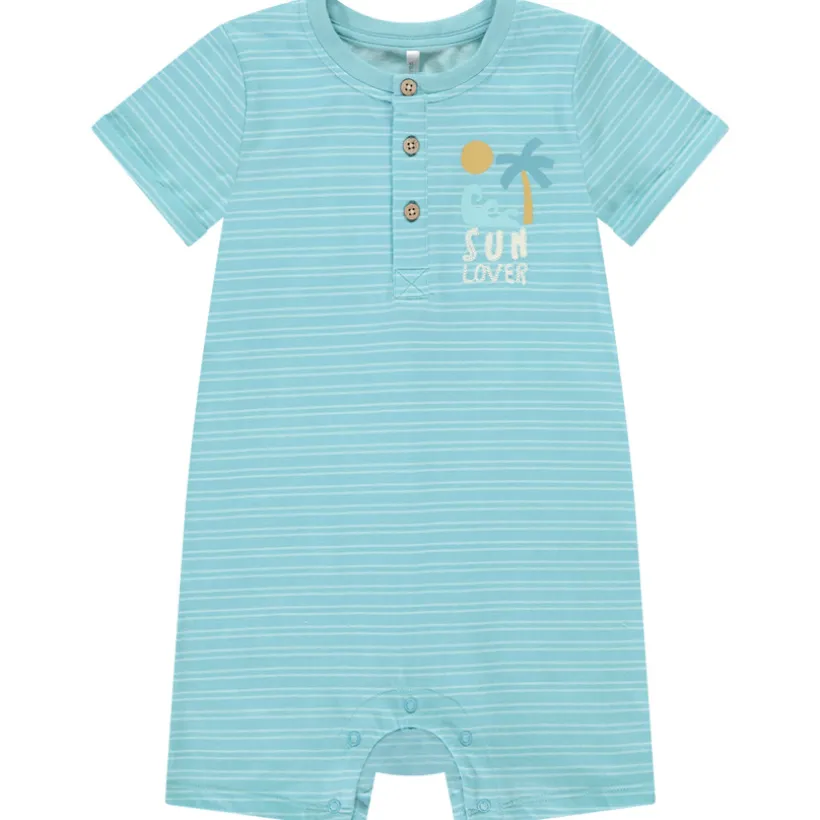 Korte gestreepte jumpsuit met print voor babyjongens