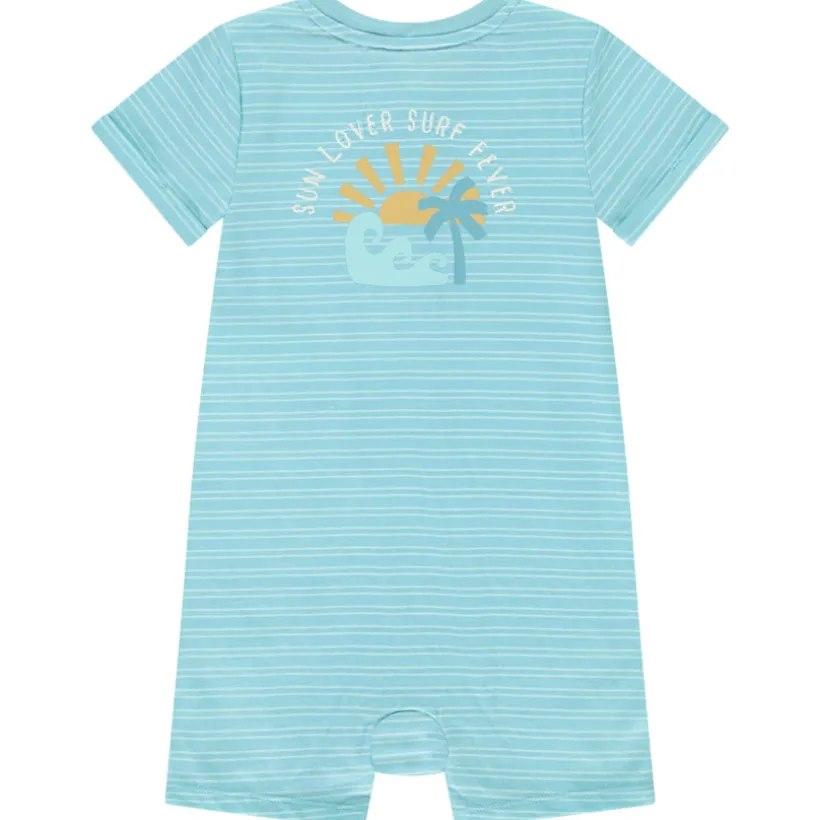 Korte gestreepte jumpsuit met print voor babyjongens