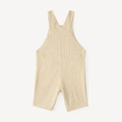 Korte gestreepte overall van canvas voor babyjongen