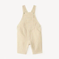 Korte gestreepte overall van canvas voor babyjongen