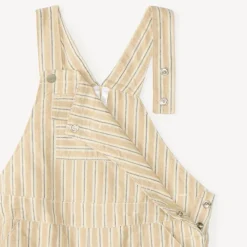 Korte gestreepte overall van canvas voor babyjongen